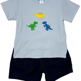Dinosaurs Knit T-Shirt - Lt. Blue Boys Tees Claire & Charlie