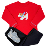 Dog Crewneck Sweatshirt - Deep Red Boys Sweaters + Sweatshirts Luigi