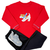 Dog Crewneck Sweatshirt - Deep Red Boys Sweaters + Sweatshirts Luigi