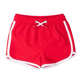 Dolphin Hem Swim Trunks - Vintage Red Kids Swim Rufflebutts