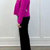 Double Knit Collared Sweater Cardigan - Pink Flambe Sweaters Tribal