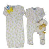 Downy Ducklings Print Zip Footie - Sugar Babies Children's Boutique/Meg's Shoppe