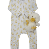 Downy Ducklings Print Zip Footie - Sugar Babies Children's Boutique/Meg's Shoppe