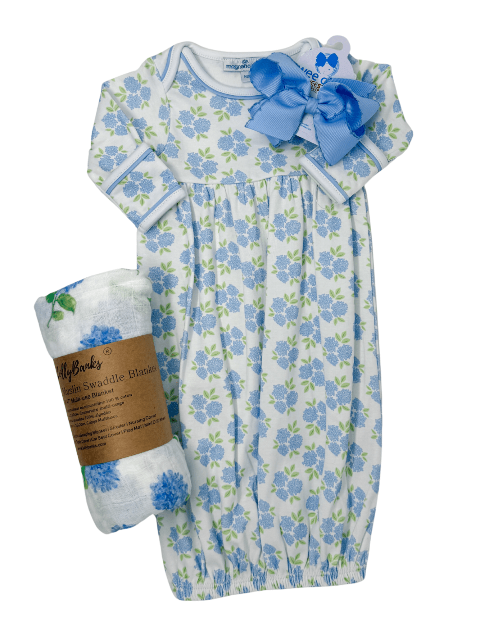 Dreamy Hydrangeas Print Gathered Gown - Sugar Babies Children's Boutique/Meg's Shoppe