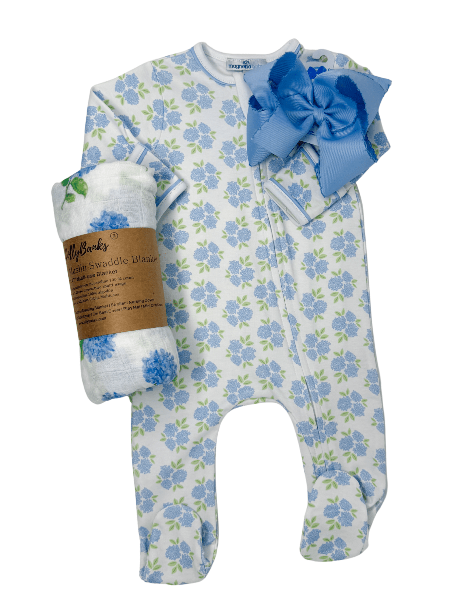 Dreamy Hydrangeas Print Zip Footie - Sugar Babies Children's Boutique/Meg's Shoppe