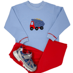 Dump Truck Crewneck Sweatshirt - Sky Blue Boys Sweaters + Sweatshirts Luigi