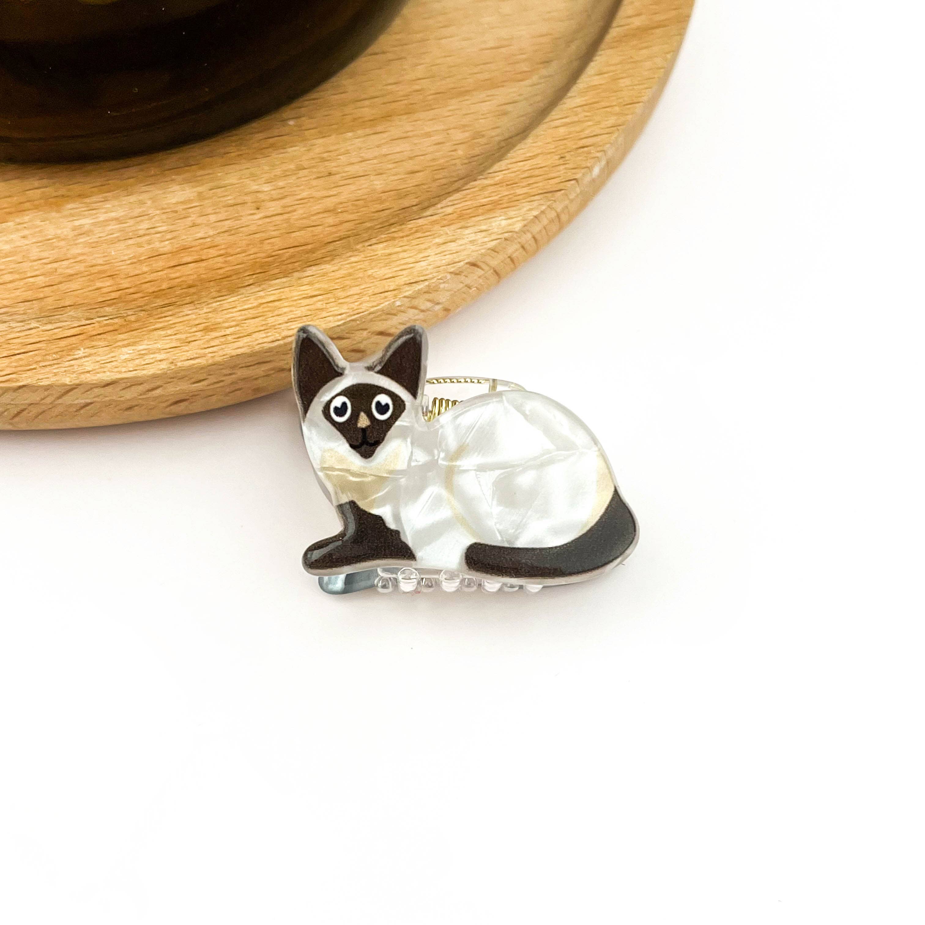 Mini Cat Hair Claw Clip - Black/White Hair Accessories TheDivaSoap