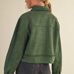 Whipstitch Suede Jacket - Hunter Green Outerwear &MERCI