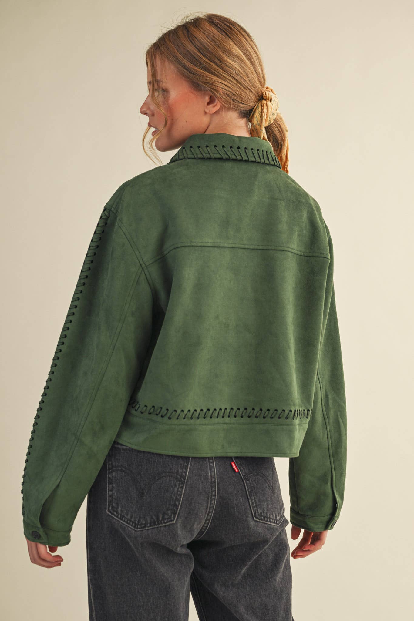 Whipstitch Suede Jacket - Hunter Green Outerwear &MERCI