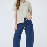 Canyon Comfort Button-Down Top - Sage Tops Blu Pepper