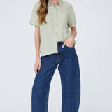 Canyon Comfort Button-Down Top - Sage Tops Blu Pepper