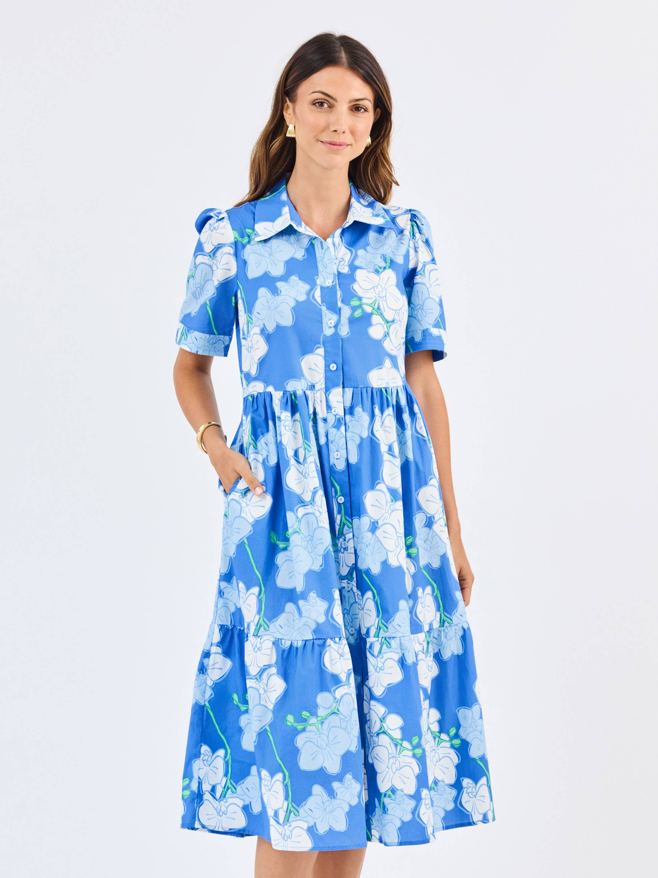 Jema Dress - Orchid Revere Blue Long Dresses Mary Square
