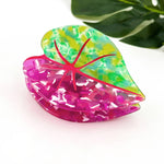 Red Palm Leaf & Monstera Acetate Hair Claw Clip Hair Accessories TheDivaSoap