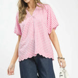 Easy Days Gingham Top - Peony Tops Umgee