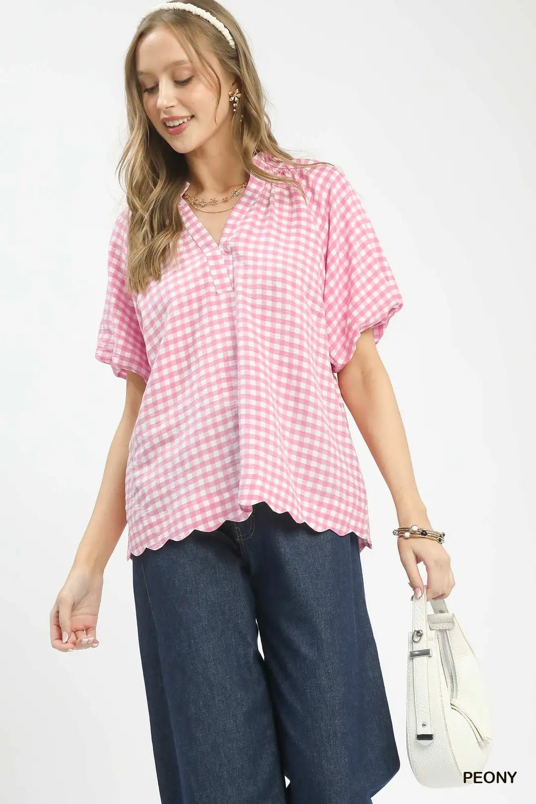 Easy Days Gingham Top - Peony Tops Umgee