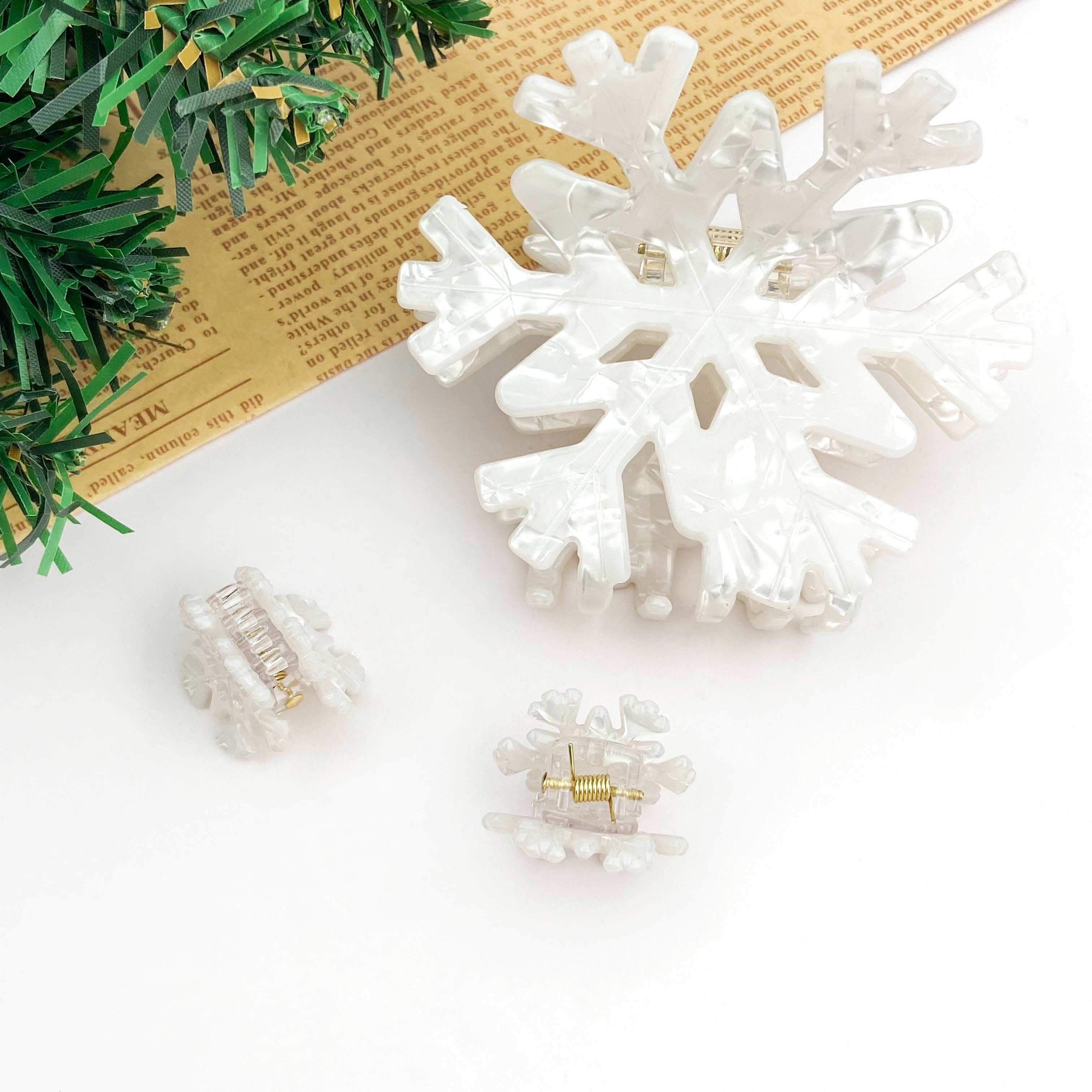White Winter Snowflake Hair Claw Clip - Mini Hair Accessories TheDivaSoap
