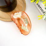 Semi-Circular Floral Hair Clip - Peach Hair Accessories TheDivaSoap