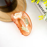Semi-Circular Floral Hair Clip - Peach Hair Accessories TheDivaSoap