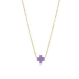 egirl 14" Necklace Gold - Signature Cross Gold Small Purple Necklaces enewton