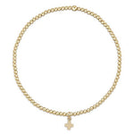 egirl Classic Gold 2mm Bead Bracelet - Signature Cross Small Gold Charm Bracelets enewton