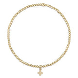 egirl Classic Gold 2mm Bead Bracelet - Signature Cross Small Gold Charm Bracelets enewton