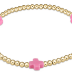 egirl Signature Cross 3mm Bead Bracelet - Bright Pink Bracelets enewton