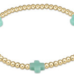 egirl Signature Cross Gold Pattern 3mm Bead Bracelet - Mint Bracelets enewton