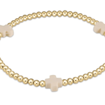egirl Signature Cross Gold Pattern 3mm Bead Bracelet - Off White Bracelets enewton