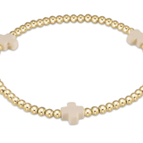 egirl Signature Cross Gold Pattern 3mm Bead Bracelet - Off White Bracelets enewton