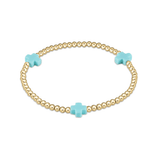 egirl Signature Cross Gold Pattern 3mm Bead Bracelet - Turquoise Bracelets enewton