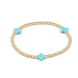 egirl Signature Cross Gold Pattern 3mm Bead Bracelet - Turquoise Bracelets enewton