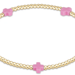 egirl Signature Cross Small Gold Pattern 2mm Bead Bracelet - Bright Pink Bracelets enewton