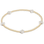 egirl Signature Cross Small Gold Pattern 2mm Bead Bracelet - Off White Bracelets enewton