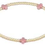 egirl Signature Cross Small Gold Pattern 2mm Bead Bracelet - Pink Bracelets enewton