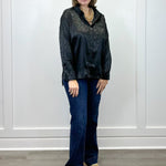 Electric Leopard Blouse - Black Tops Umgee