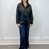 Electric Leopard Blouse - Black Tops Umgee