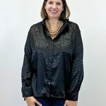 Electric Leopard Blouse - Black Tops Umgee