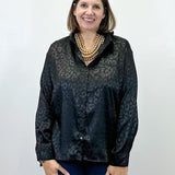 Electric Leopard Blouse - Black Tops Umgee