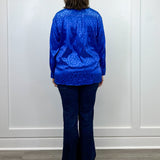 Electric Leopard Blouse - Sapphire Tops Umgee