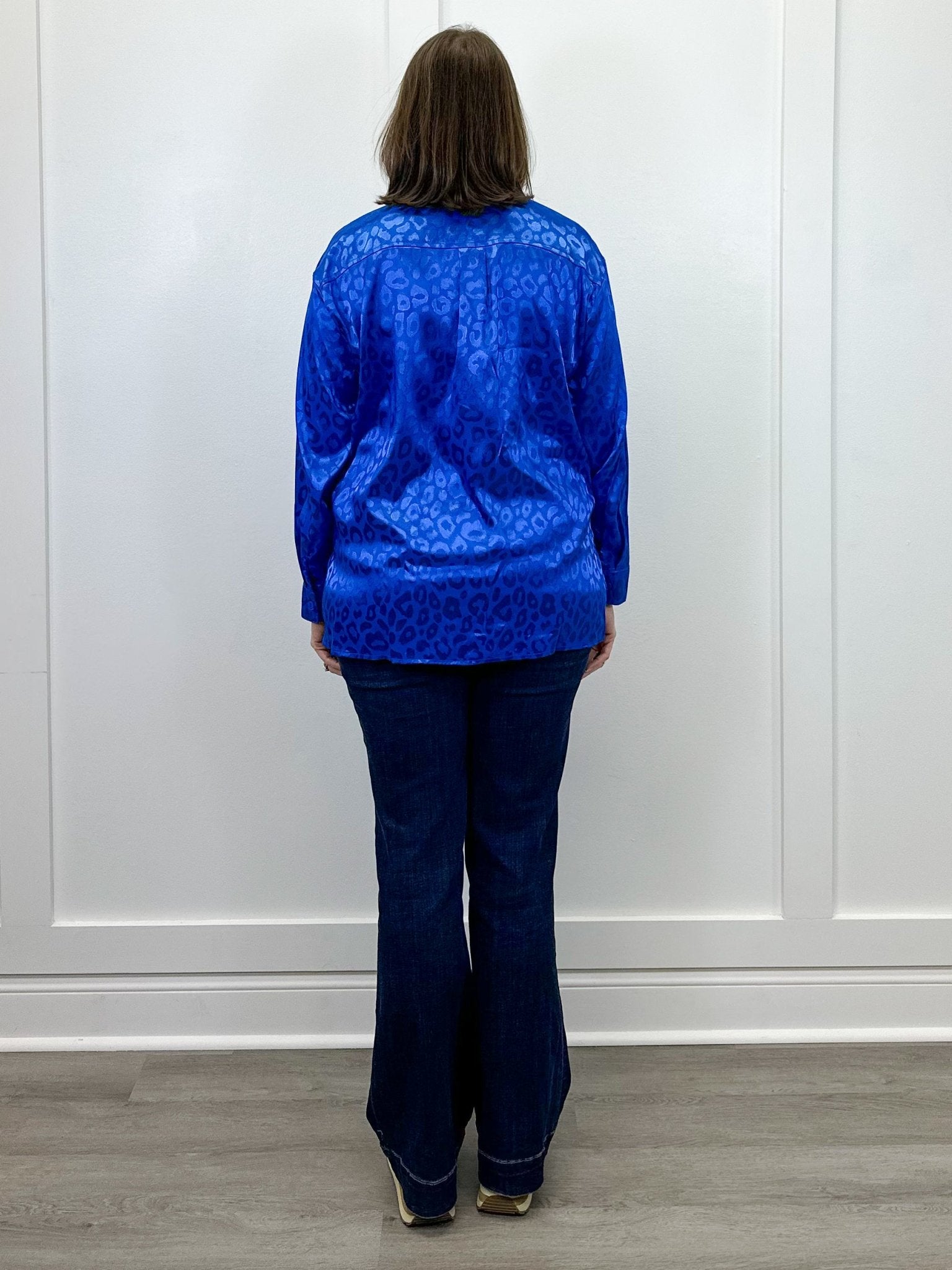 Electric Leopard Blouse - Sapphire Tops Umgee