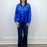 Electric Leopard Blouse - Sapphire Tops Umgee