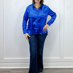 Electric Leopard Blouse - Sapphire Tops Umgee