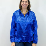Electric Leopard Blouse - Sapphire Tops Umgee