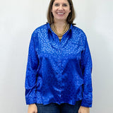 Electric Leopard Blouse - Sapphire Tops Umgee