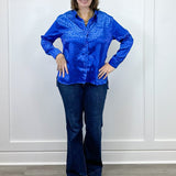Electric Leopard Blouse - Sapphire Tops Umgee