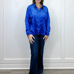 Electric Leopard Blouse - Sapphire Tops Umgee