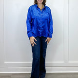 Electric Leopard Blouse - Sapphire Tops Umgee