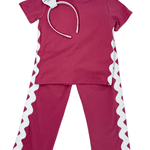 Elena Ric Rac Pant Set - Raspberry - Sugar Babies Children's Boutique/Meg's Shoppe