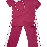 Elena Ric Rac Pant Set - Raspberry - Sugar Babies Children's Boutique/Meg's Shoppe