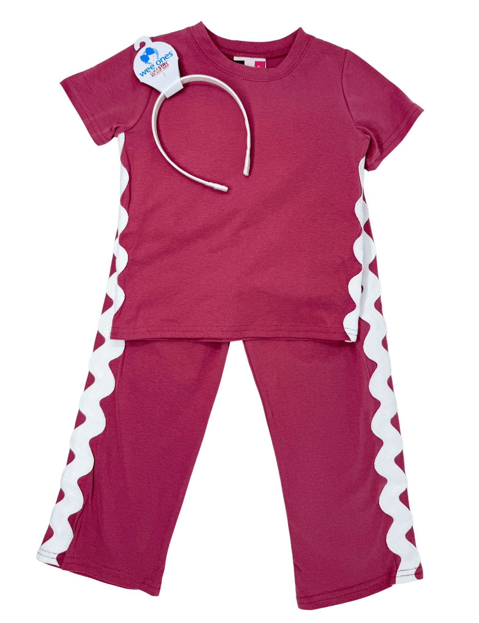 Elena Ric Rac Pant Set - Raspberry - Sugar Babies Children's Boutique/Meg's Shoppe